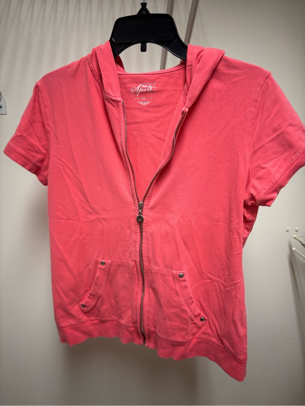 Style & Co. Short-Sleeve Zip Hoodie in Coral